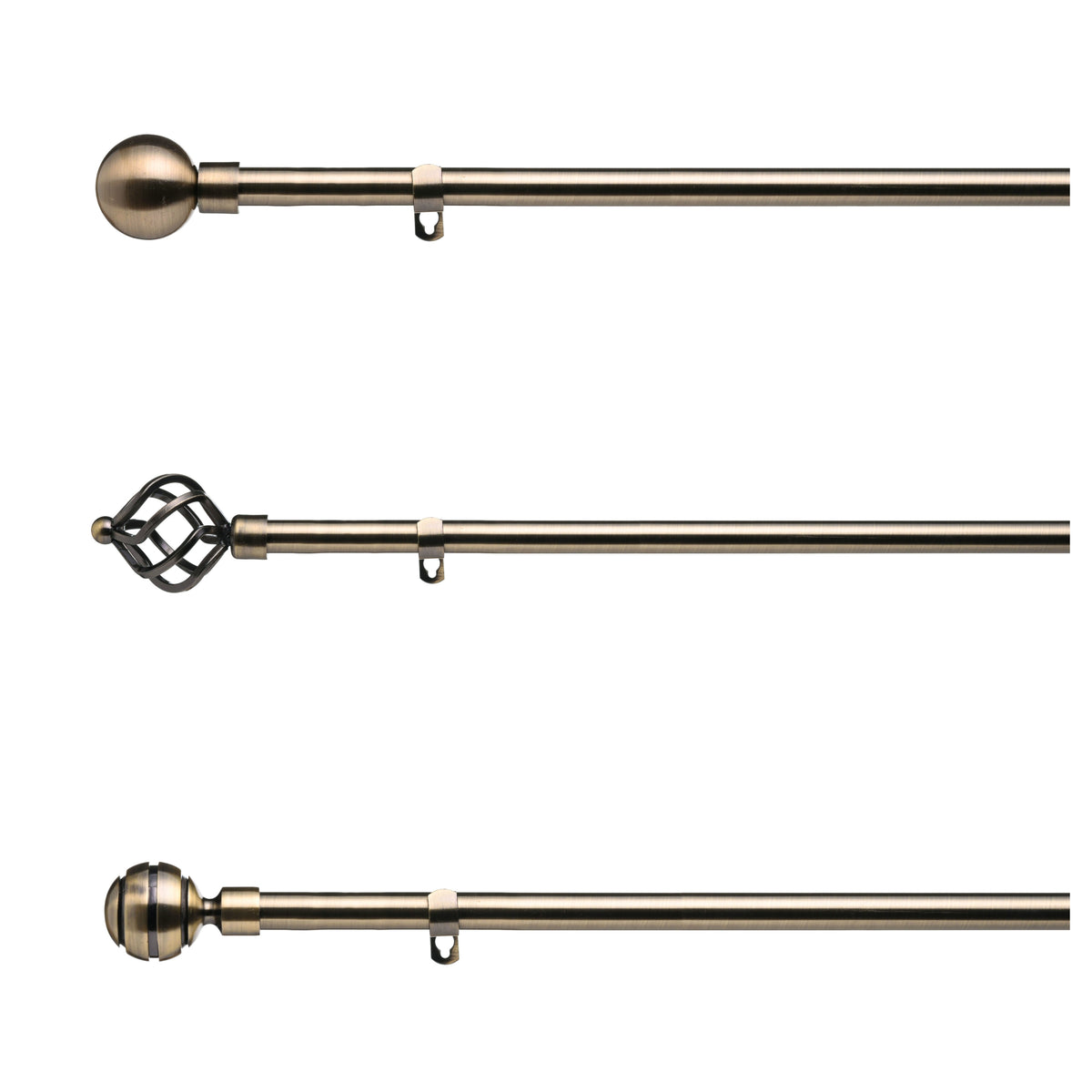 19 mm Extendable Metal Curtain Poles Antique Brass Lister Cartwright