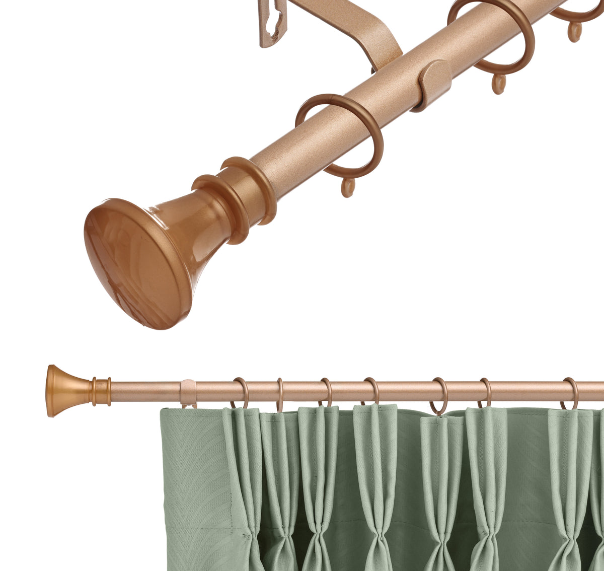 19 mm Bronze Bell Finial Extendable Metal Curtain Pole Rods