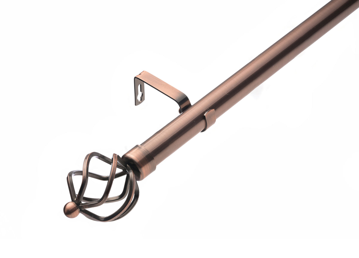 28mm Antique Copper Cage Finial Extendable Metal Curtain Pole