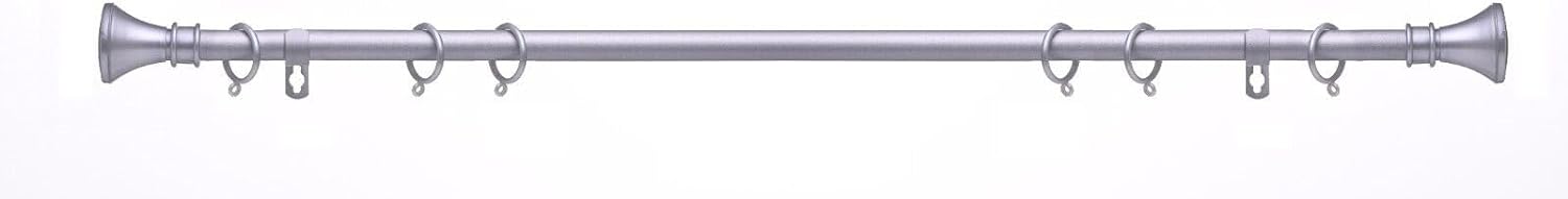 Metallic Rods Bell 19mm Satin Steel Bell Finial Extendable Metal Curtain Pole Rods