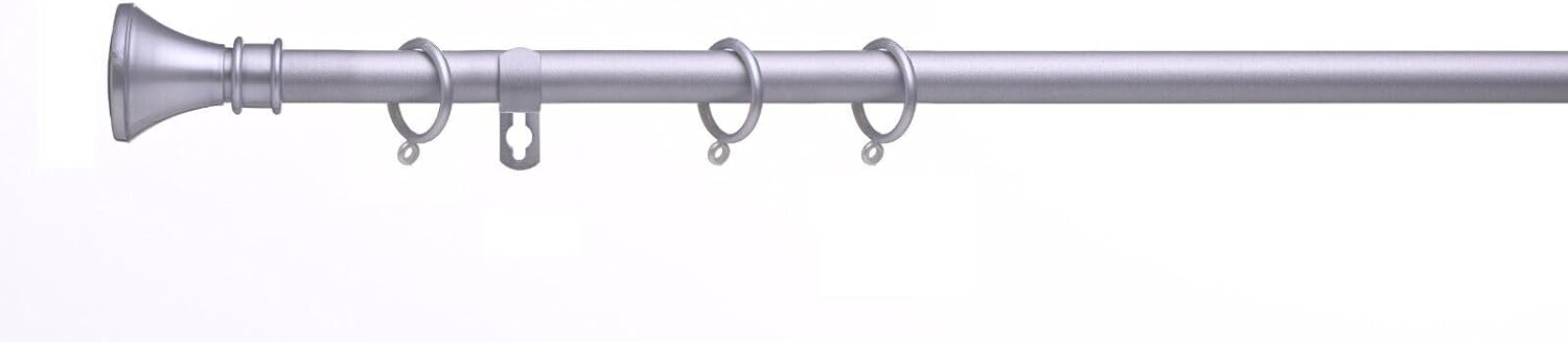 Metallic Rods Bell 19mm Satin Steel Bell Finial Extendable Metal Curtain Pole Rods
