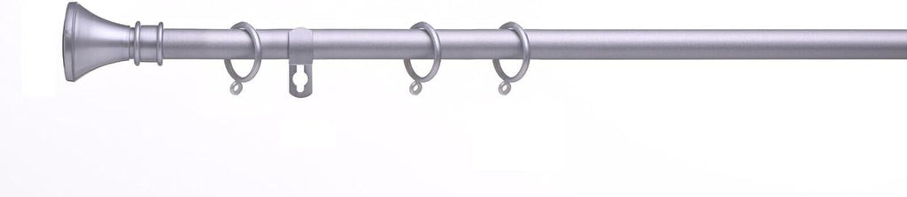 Metallic Rods Bell 19mm Satin Steel Bell Finial Extendable Metal Curtain Pole Rods