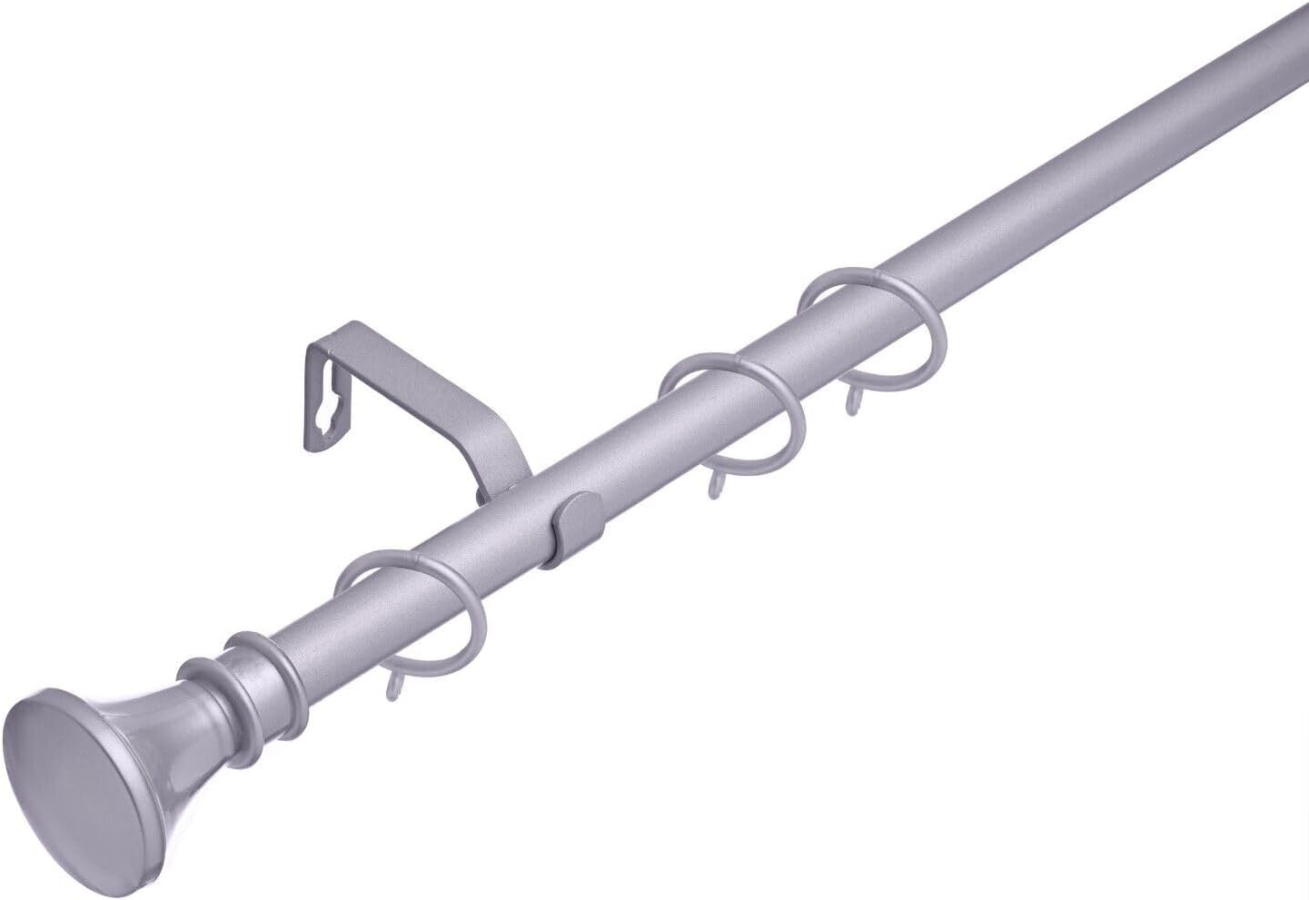 Metallic Rods Bell 19mm Satin Steel Bell Finial Extendable Metal Curtain Pole Rods