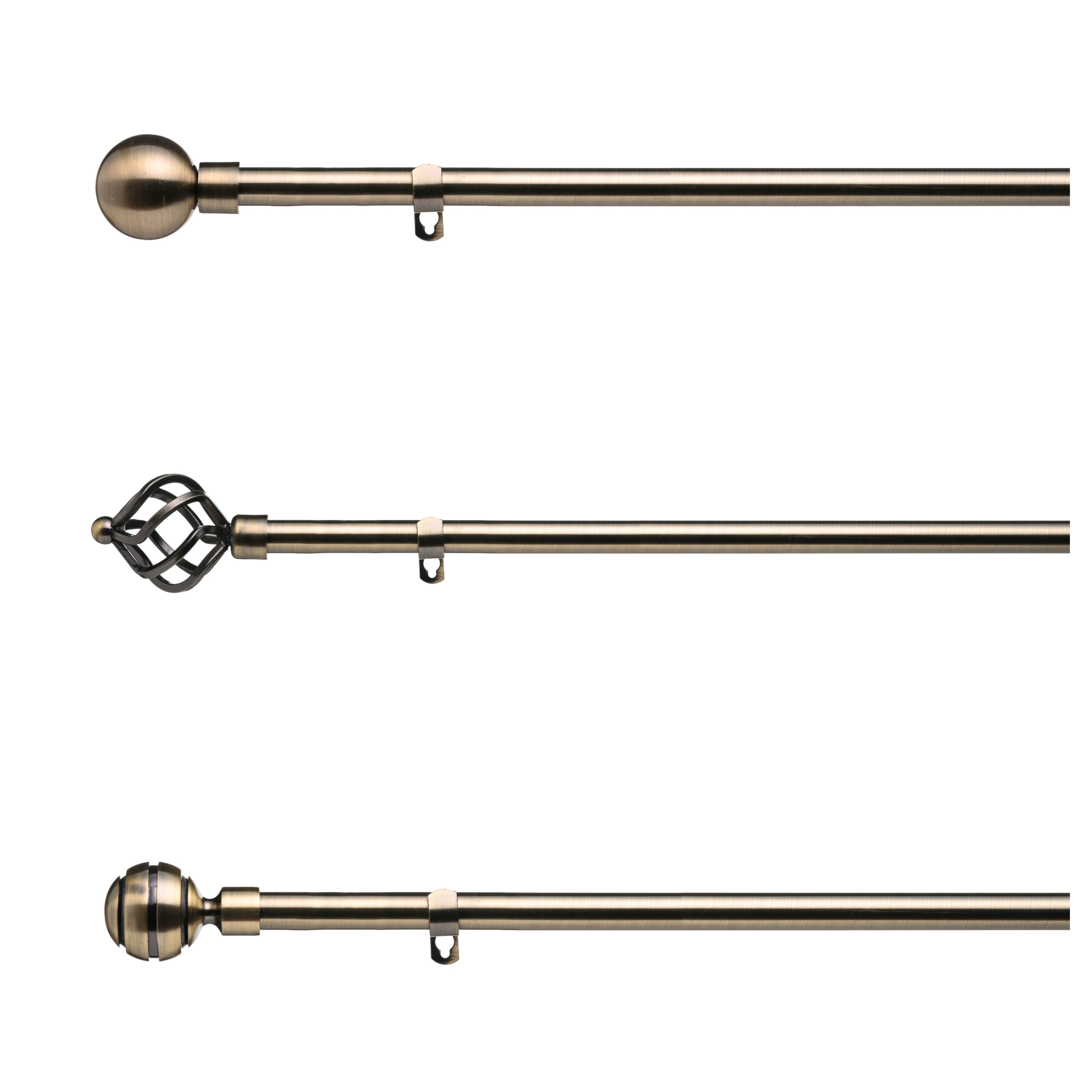 19 mm Extendable Metal Curtain Poles Antique Brass Lister Cartwright